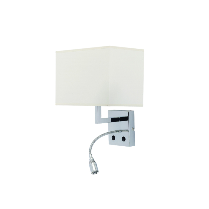 Nowodvorski HOTEL LED Ścienna Kinkiet regulowane z włącznikiem Max moc 1x60W, 1x2.2W E27, LED  Ecru 6800