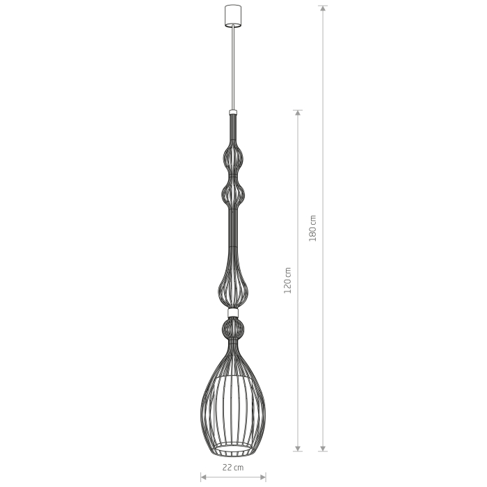 Nowodvorski ABI L Sufitowa Wisząca Max moc 1x40W E27  Czarny 8864