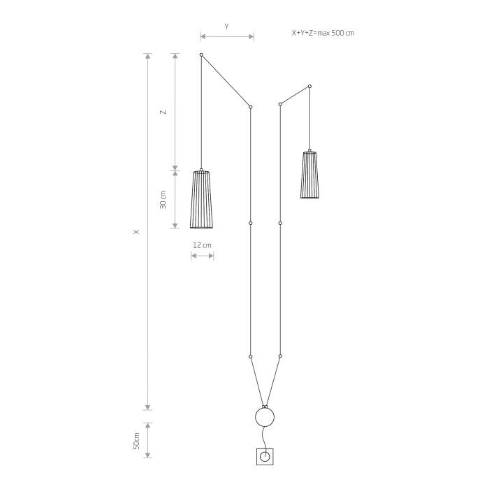 Nowodvorski DOVER Ścienna Kinkiet regulowane z włącznikiem Max moc 2x35W GU10  Czarny 9263