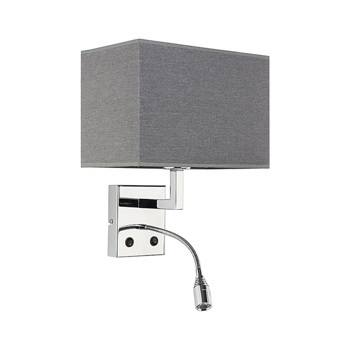 Nowodvorski HOTEL LED Ścienna Kinkiet regulowane z włącznikiem Max moc 1x60W, 1x2.2W E27, LED  Szary 9302