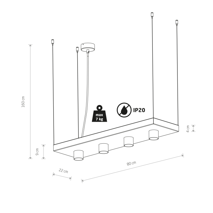 Nowodvorski PLANT Sufitowa Wisząca Max moc 4x35W GU10  Czarny 9381