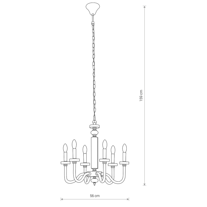 Nowodvorski HAMPTON Sufitowa Żyrandol Max moc 6x40W E14  Chrom 8154