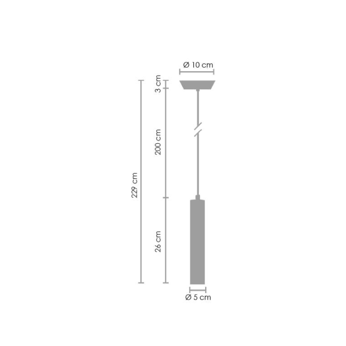 Step Into Design GOLDEN PIPE-1 Czarno Złoty 5 cm Wisząca ST-5719-1