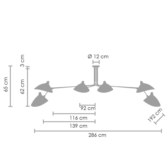 Step into Design Lampa Wisząca CRANE-6P czarna 280 cm P8706