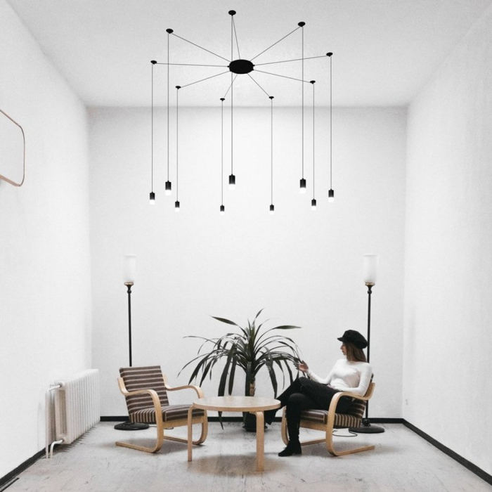 Step into Design Lampa wisząca LINEA-9 czarna (XT005-9P)