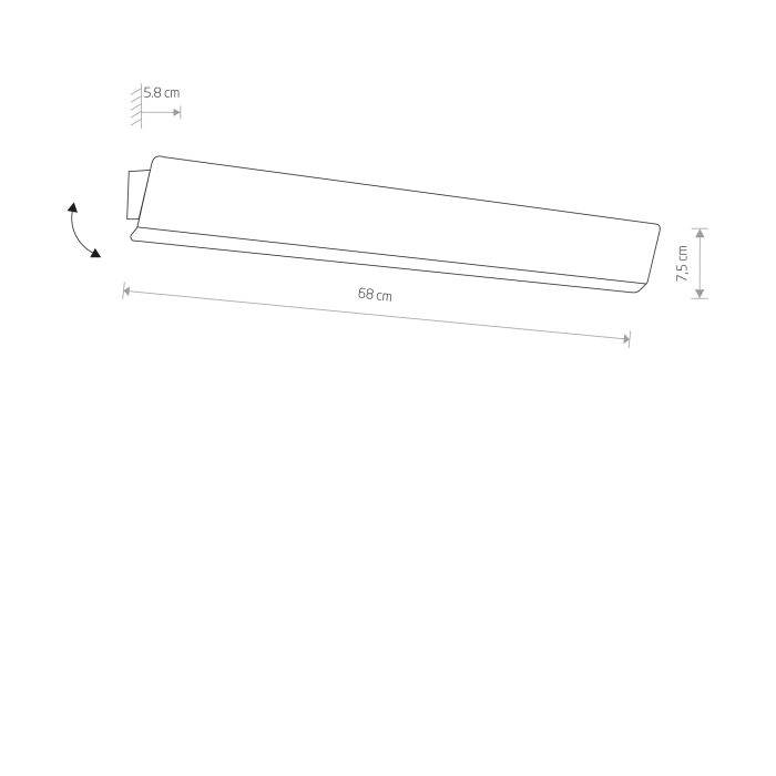 Nowodvorski WING LED Ścienna Kinkiet regulowane z włącznikiem Max moc 11W LED TUBE T8  Czarny 7550