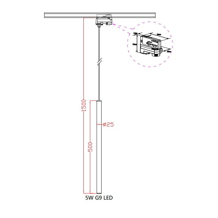 Light Prestige Lungo 1 złota wisząca do szynoprzewodu 3F  LP-894/1P GD 3F 1xG9 złoty