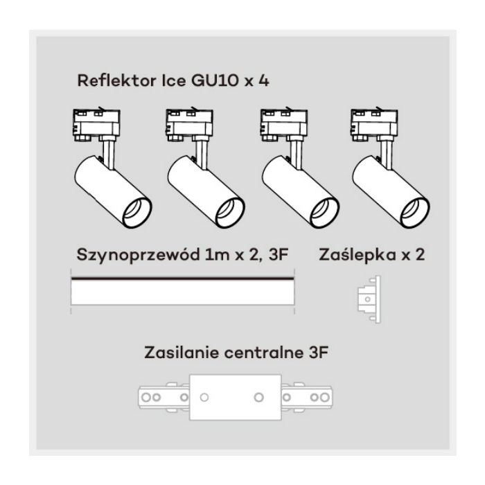 Light Prestige Ice System 3F GU10 4x50W czarny LP-732 4W BK SET