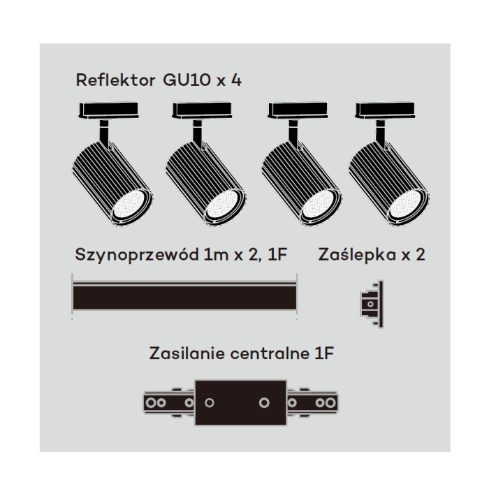 Light Prestige Tokio System 1F GU10 4x40W czarny LP-787 SET 1F BK