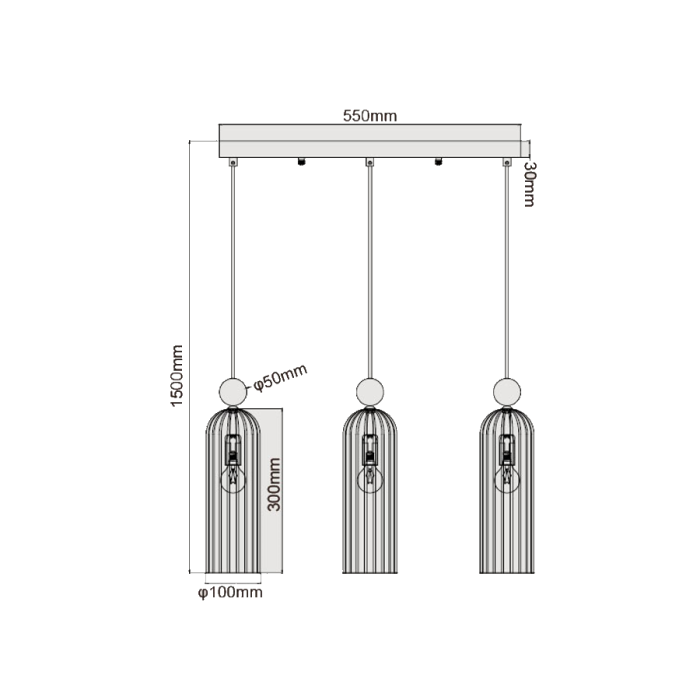 Light Prestige Piega Lampa wisząca E14 3x40W dymny/złoty LP-939/3L smoked