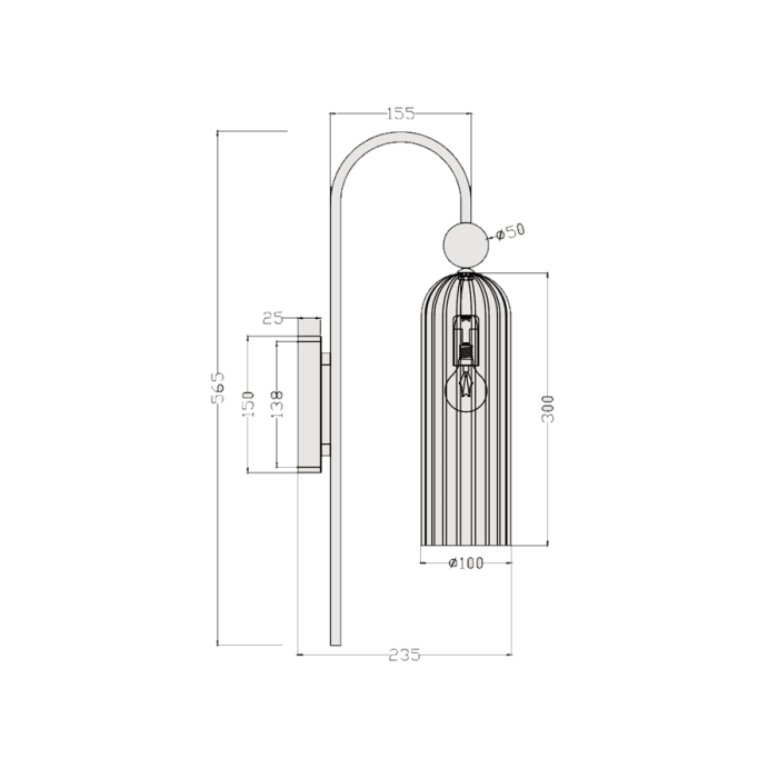 Light Prestige Piega Kinkiet E14 1x40W amber/złoty LP-939/1W amber