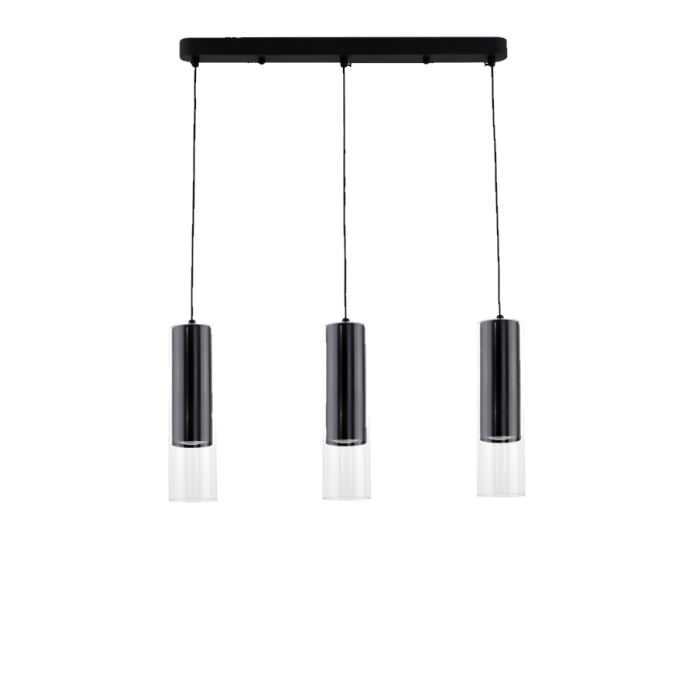 Light Prestige Manacor Lampa wisząca GU10 3x50W czarny/transparentny LP-232/3L BK