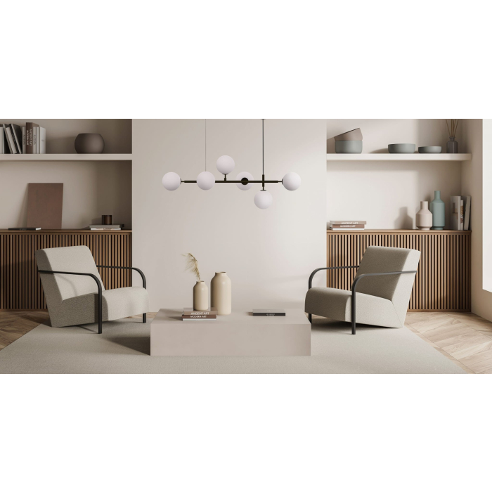 Light Prestige Alisa lampa wisząca czarna białe kulki LP-005/6P BK/WH 6xE14 czarny / biały