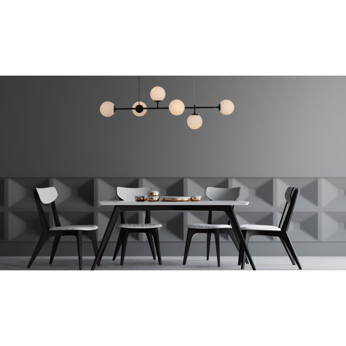 Light Prestige Alisa lampa wisząca czarna białe kulki LP-005/6P BK/WH 6xE14 czarny / biały