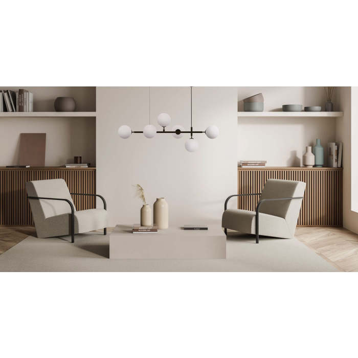 Light Prestige Alisa lampa wisząca czarna białe kulki LP-005/6P BK/WH 6xE14 czarny / biały