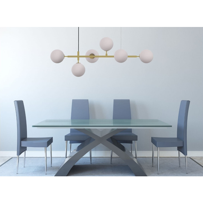 Light Prestige Alisa lampa wisząca białe kulki LP-005/6P WH 6xE14 złoty / biały