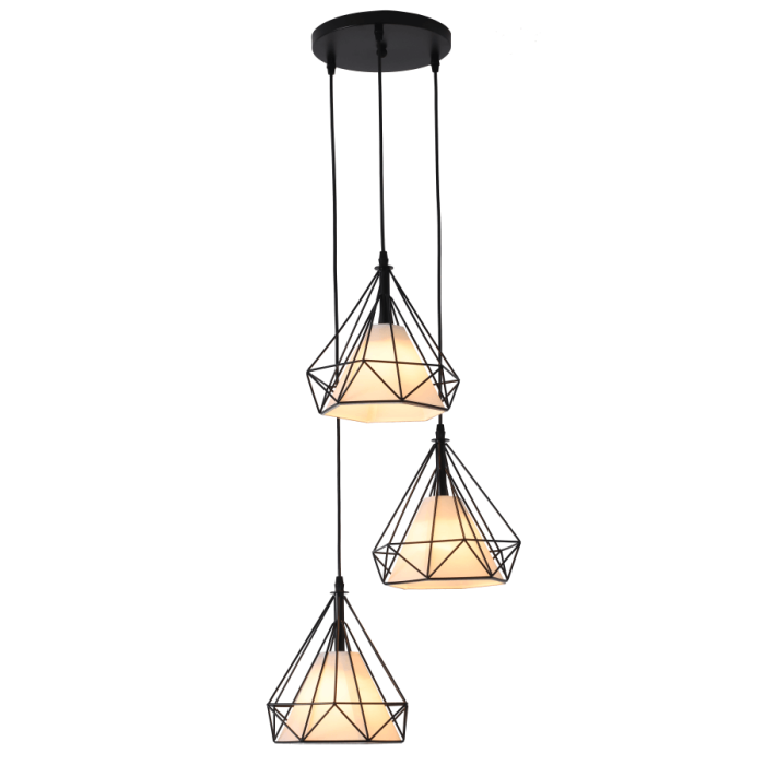 Light Prestige Nola 3 lampa wisząca czarna LP-076/3P BK 3xE27 czarny / biały