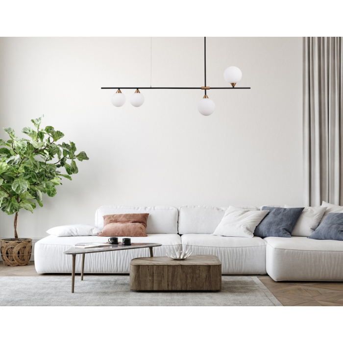 Italux Belmonte 4xG9 Wisząca Czarny mosiężny PND-9152-4-OPAL