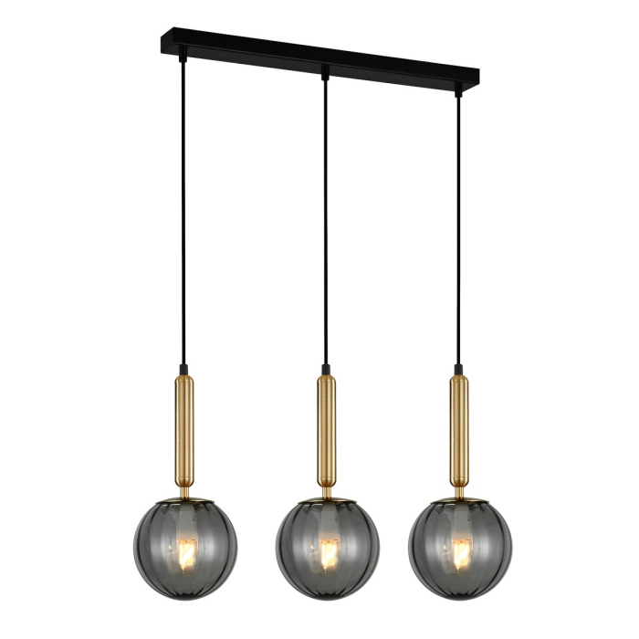 Italux Ravena LED 3xE27 Wisząca Dymiony Mosiężny PND-2324-3L BRO+SG