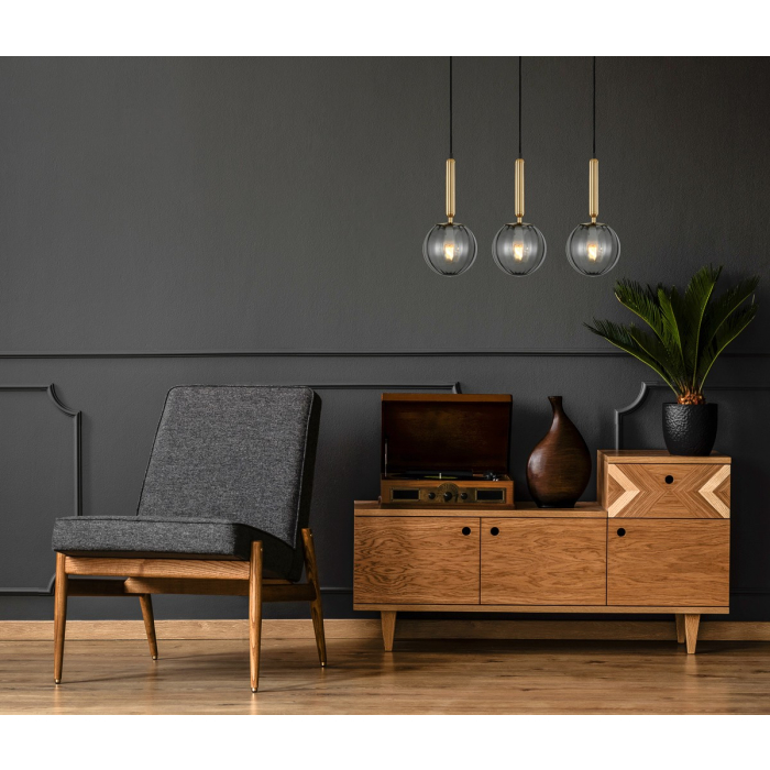 Italux Ravena LED 3xE27 Wisząca Dymiony Mosiężny PND-2324-3L BRO+SG