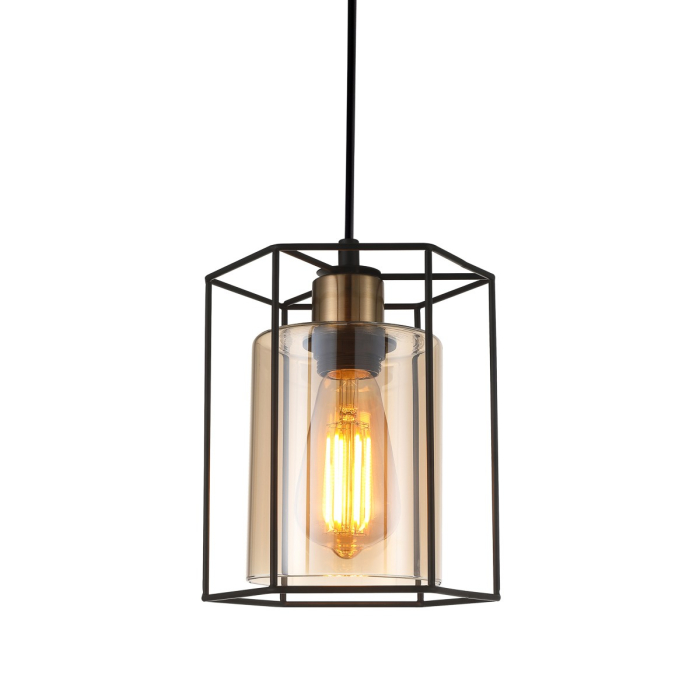 ITALUX Kalula Wisząca E27 1x40W Czarny PND-78901-1-BK+AMB