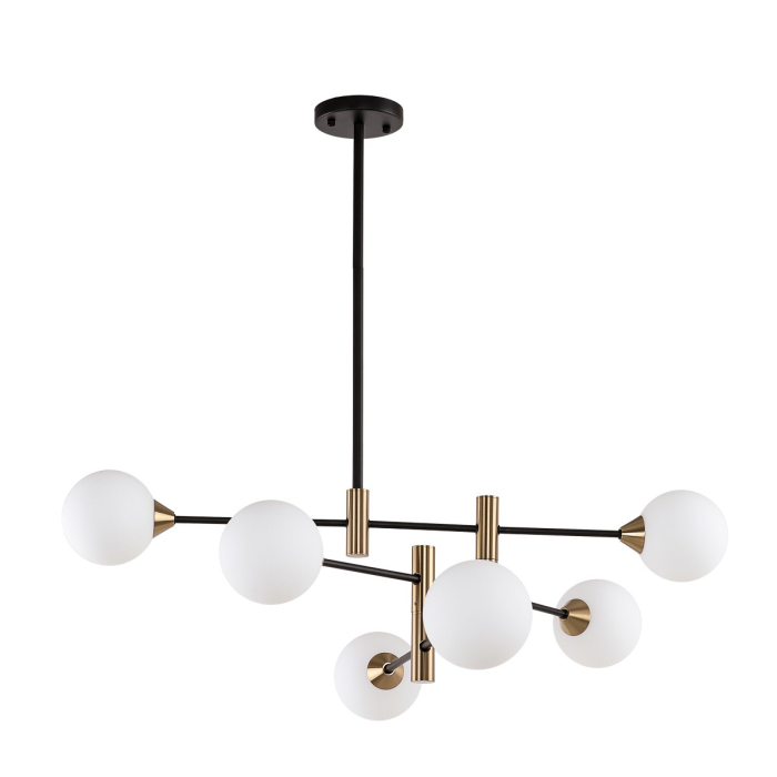ITALUX Marino Wisząca G9 6x25W Czarny/Mosiądz PND-9148-6-OPAL