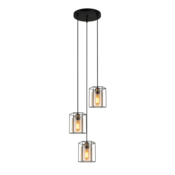 ITALUX Kalula Wisząca E27 3x40W Czarny PND-78901-3A-BK+AMB