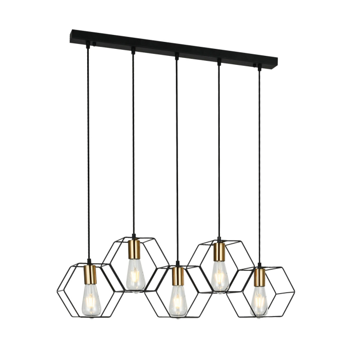 ITALUX Aina Wisząca E27 5x40W Czarny PND-74889-5-BK