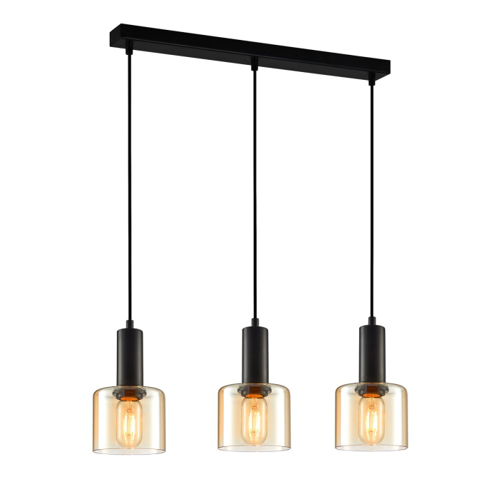 ITALUX Santia Wisząca E27 3x40W Czarny PND-65342-3-BK+AMB