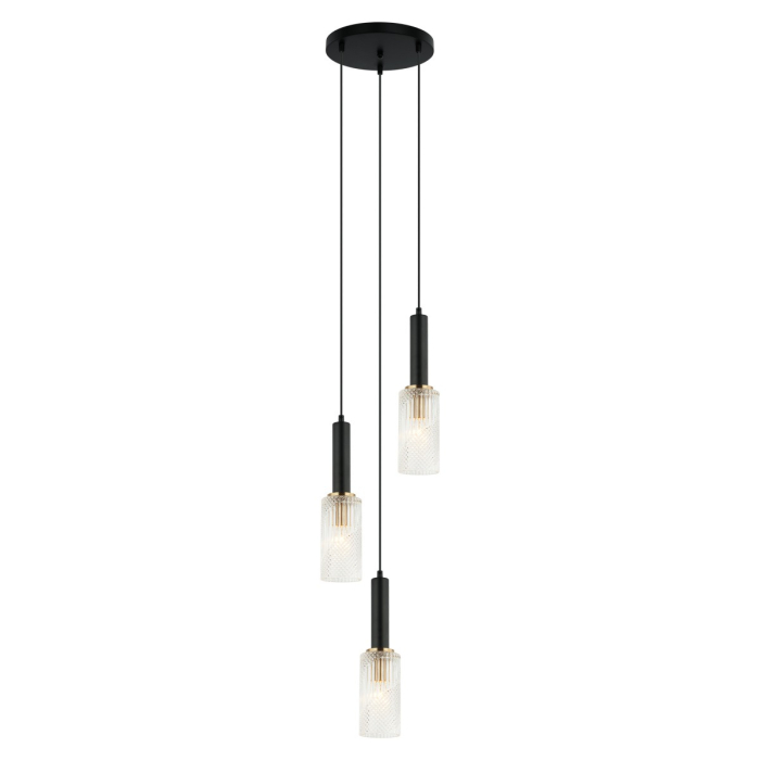 ITALUX Perola Wisząca E14 3x40W Czarny/Złoty PND-43309-3 BK+BR