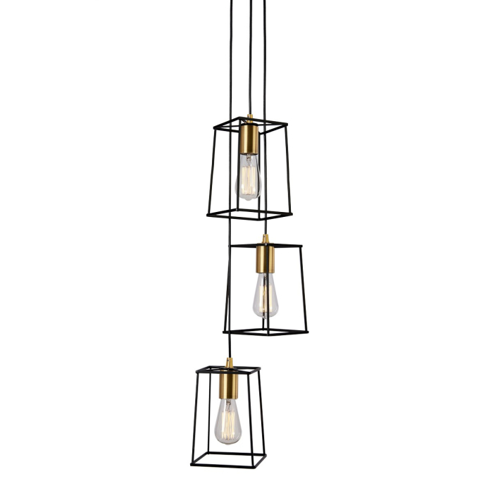 ITALUX Alanis Wisząca E27 3x60W Czarny/Złoty MD-BR16556-D3-B/G