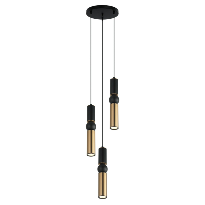 ITALUX Isidora Wisząca GU10 3x25W Czarny/Brązowy PND-14290-3-BK-BRO