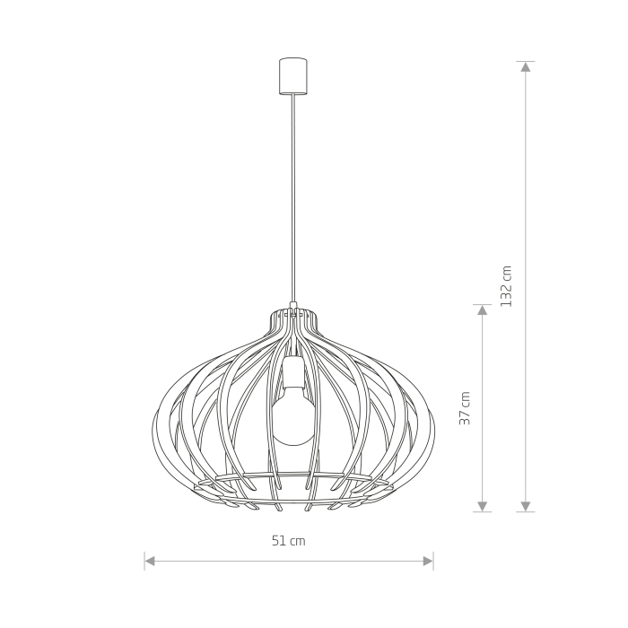 Nowodvorski IKA D Sufitowa Wisząca Max moc 60W E27  Naturalne drewno 4174