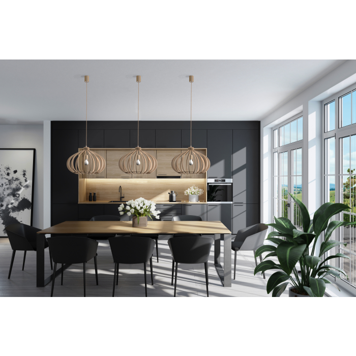Nowodvorski IKA D Sufitowa Wisząca Max moc 60W E27  Naturalne drewno 4174