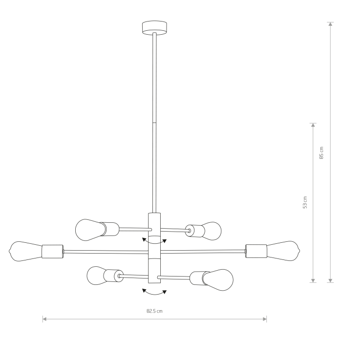Nowodvorski ROTOR Sufitowa Wisząca Max moc 6x60W E27  Czarny 7937