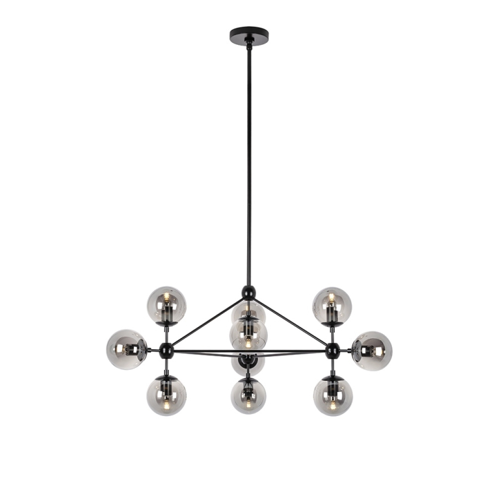 King Home Lampa wisząca PLANETARIO 10 czarna - klosze dymione (MD10230-10)
