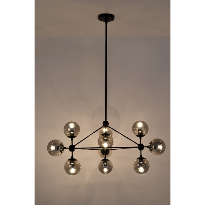 King Home Lampa wisząca PLANETARIO 10 czarna - klosze dymione (MD10230-10)