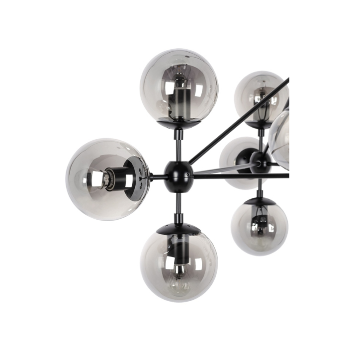 King Home Lampa wisząca PLANETARIO 10 czarna - klosze dymione (MD10230-10)
