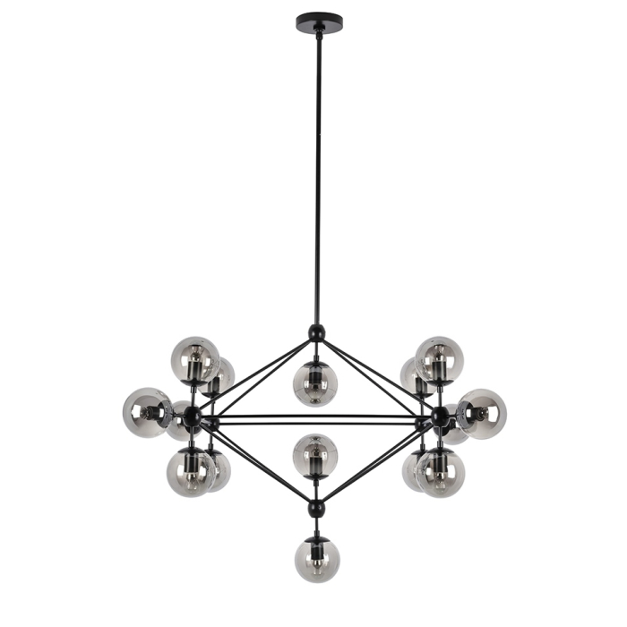 King Home Lampa wisząca PLANETARIO 15 czarna - klosze dymione (MD10230-15)