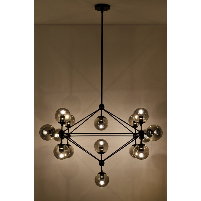 King Home Lampa wisząca PLANETARIO 15 czarna - klosze dymione (MD10230-15)