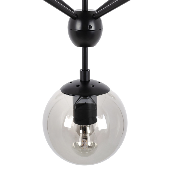 King Home Lampa wisząca PLANETARIO 15 czarna - klosze dymione (MD10230-15)