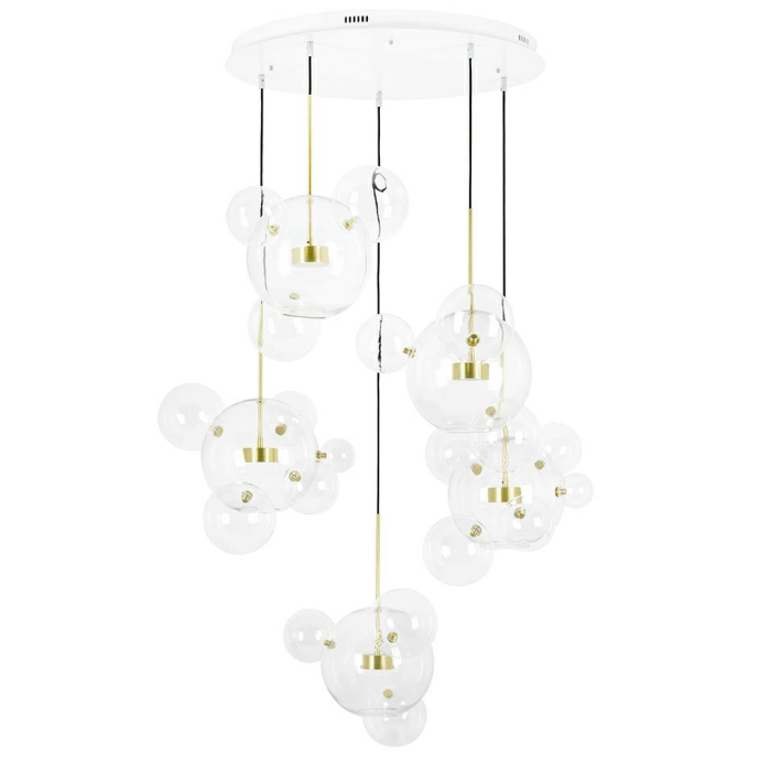 King Home Lampa wisząca CAPRI DISC 5 złota - 300 LED, aluminium, szkło (XCP9148-5A)