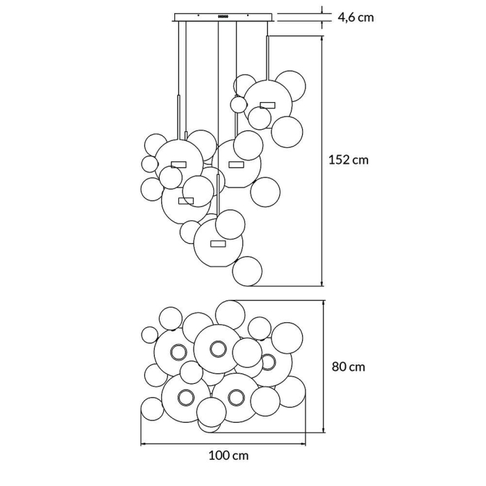 King Home Lampa wisząca CAPRI DISC 5 złota - 300 LED, aluminium, szkło (XCP9148-5A)