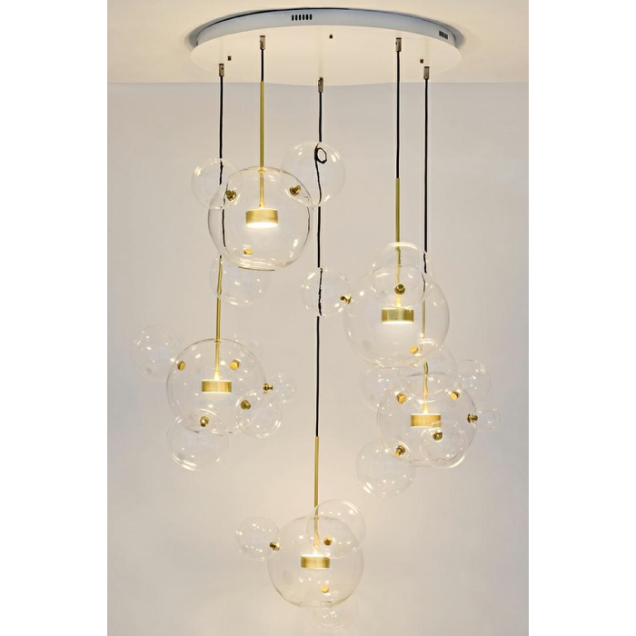 King Home Lampa wisząca CAPRI DISC 5 złota - 300 LED, aluminium, szkło (XCP9148-5A)