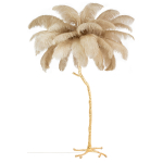 King Home Lampa podłogowa TIFFANY 175 beżowa mosiądz / naturalne pióra (JL0019.BEIGE)