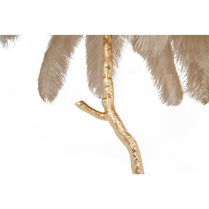 King Home Lampa podłogowa TIFFANY 175 beżowa mosiądz / naturalne pióra (JL0019.BEIGE)