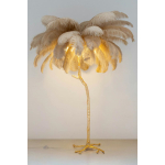 King Home Lampa podłogowa TIFFANY 175 beżowa mosiądz / naturalne pióra (JL0019.BEIGE)