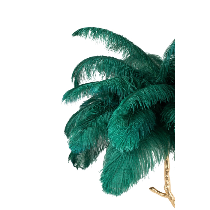 King Home Lampa podłogowa TIFFANY 175 zielona  mosiądz / naturalne pióra (JL0019.GREEN)