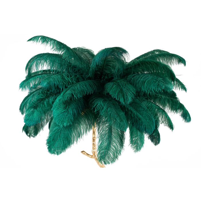 King Home Lampa podłogowa TIFFANY 175 zielona  mosiądz / naturalne pióra (JL0019.GREEN)
