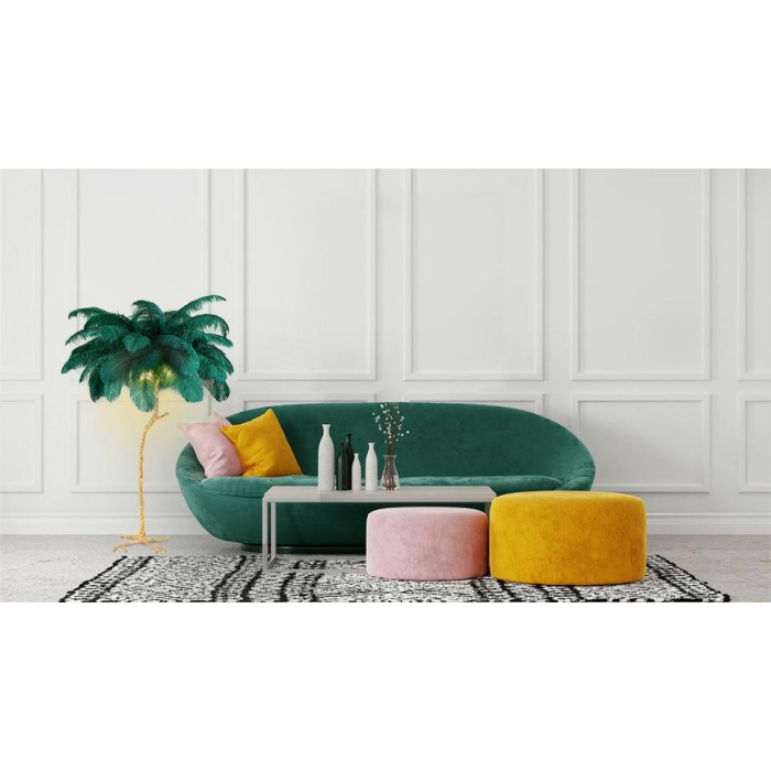 King Home Lampa podłogowa TIFFANY 175 zielona  mosiądz / naturalne pióra (JL0019.GREEN)